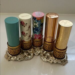 Vintage Sam Fink Hollywood Regency Cherub Ornate Metal 5 slot Lipstick Holder